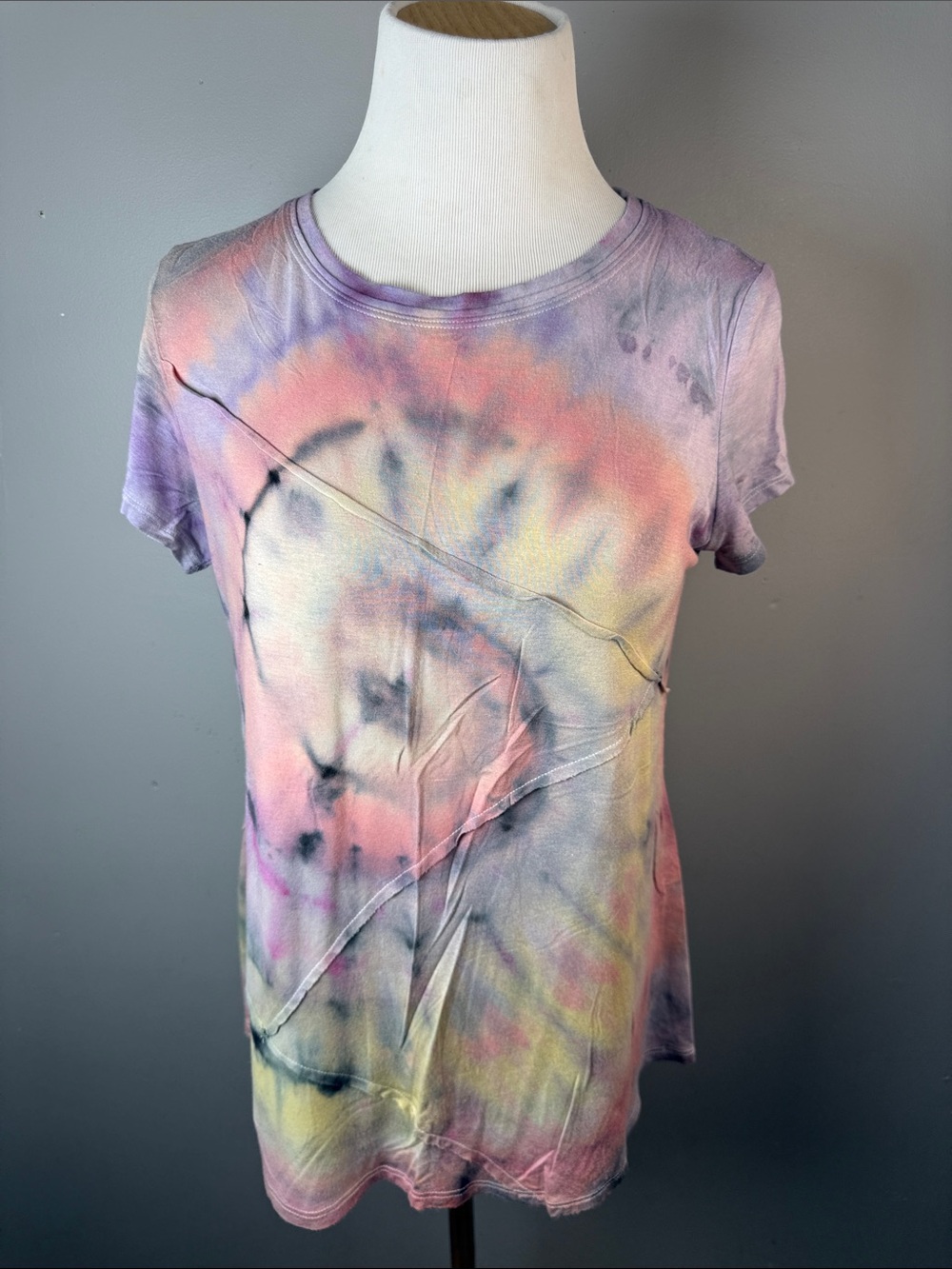 Pastel Tie-Dye Short Sleeve Tee - Pink, Purple & Yellow